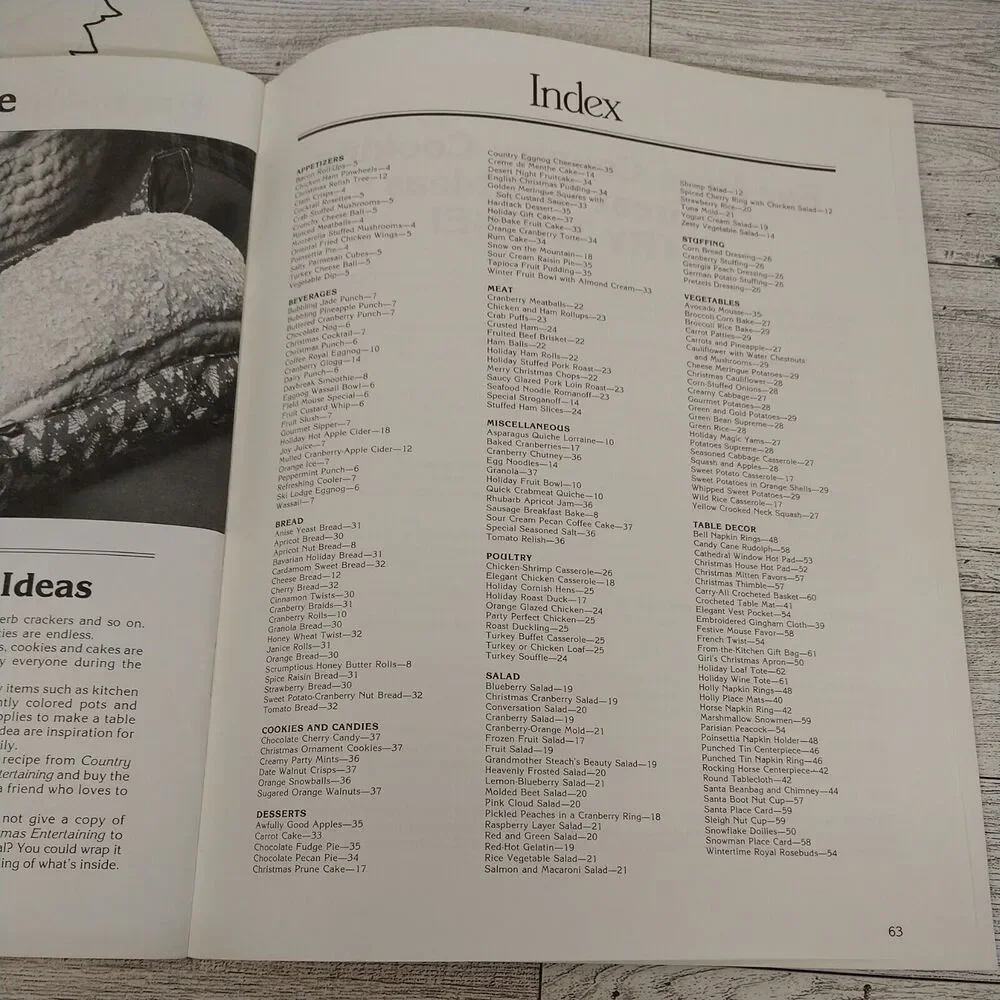 Country Christmas Entertaining - Recipes +Table Creations Craft Book - Vtg 1980s
